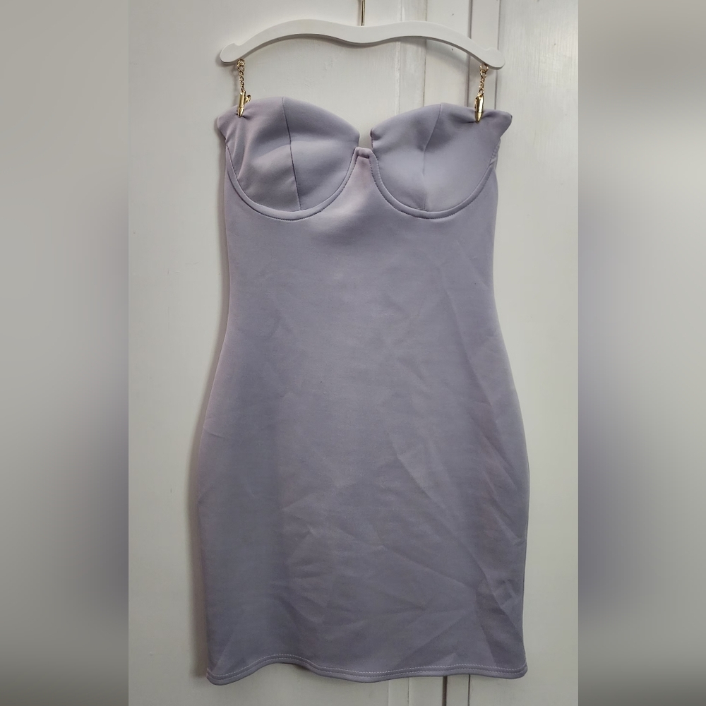 NWT Pretty little thing lilac winged bandeau bodycon dress Size 10